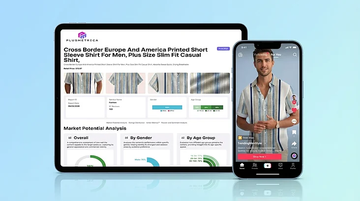 A product research insights summary with chart-style validation signals for a TikTok Shop product concept